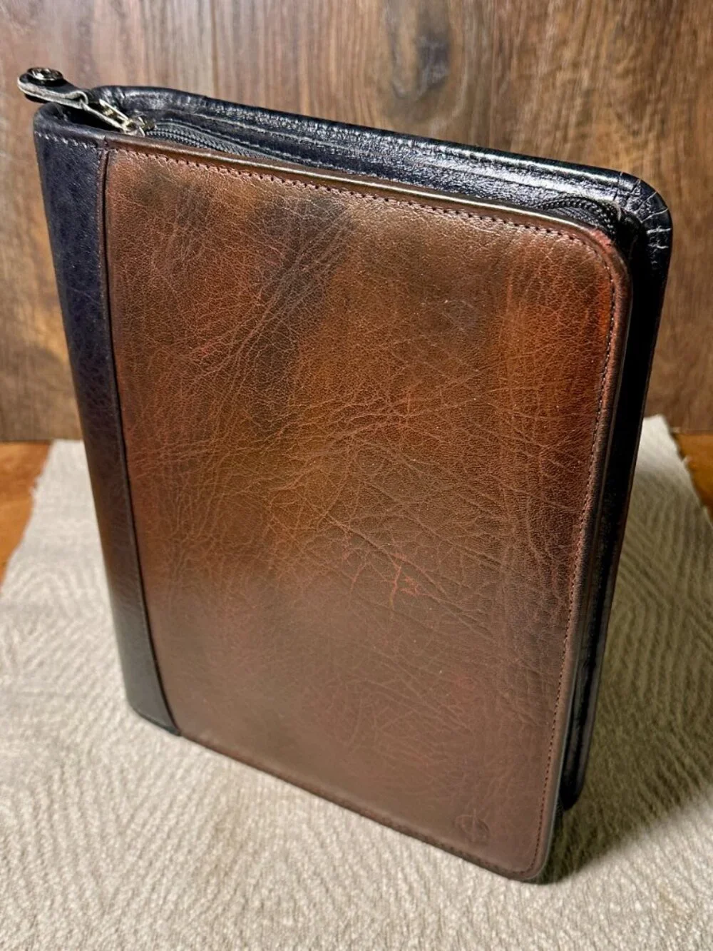 Franklin Covey Classic Leather Planner Binder Organizer Black Brown Made in USA